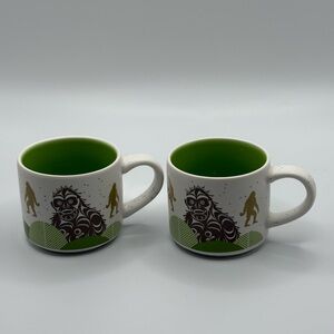 Set of 2 Native Northwest Sasquatch ceramic espresso mini cups Francis Horne Sr